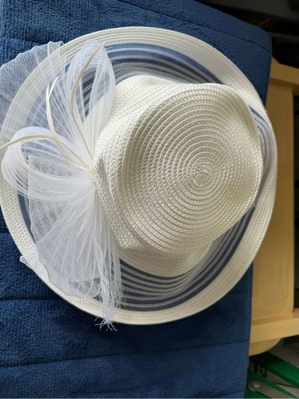 Bellissima Spring Summer Easter Church Wedding Derby Hat Sheer Wide Brim New $78